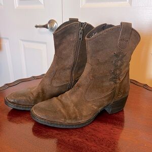 Suede Leather Cowboy Booties